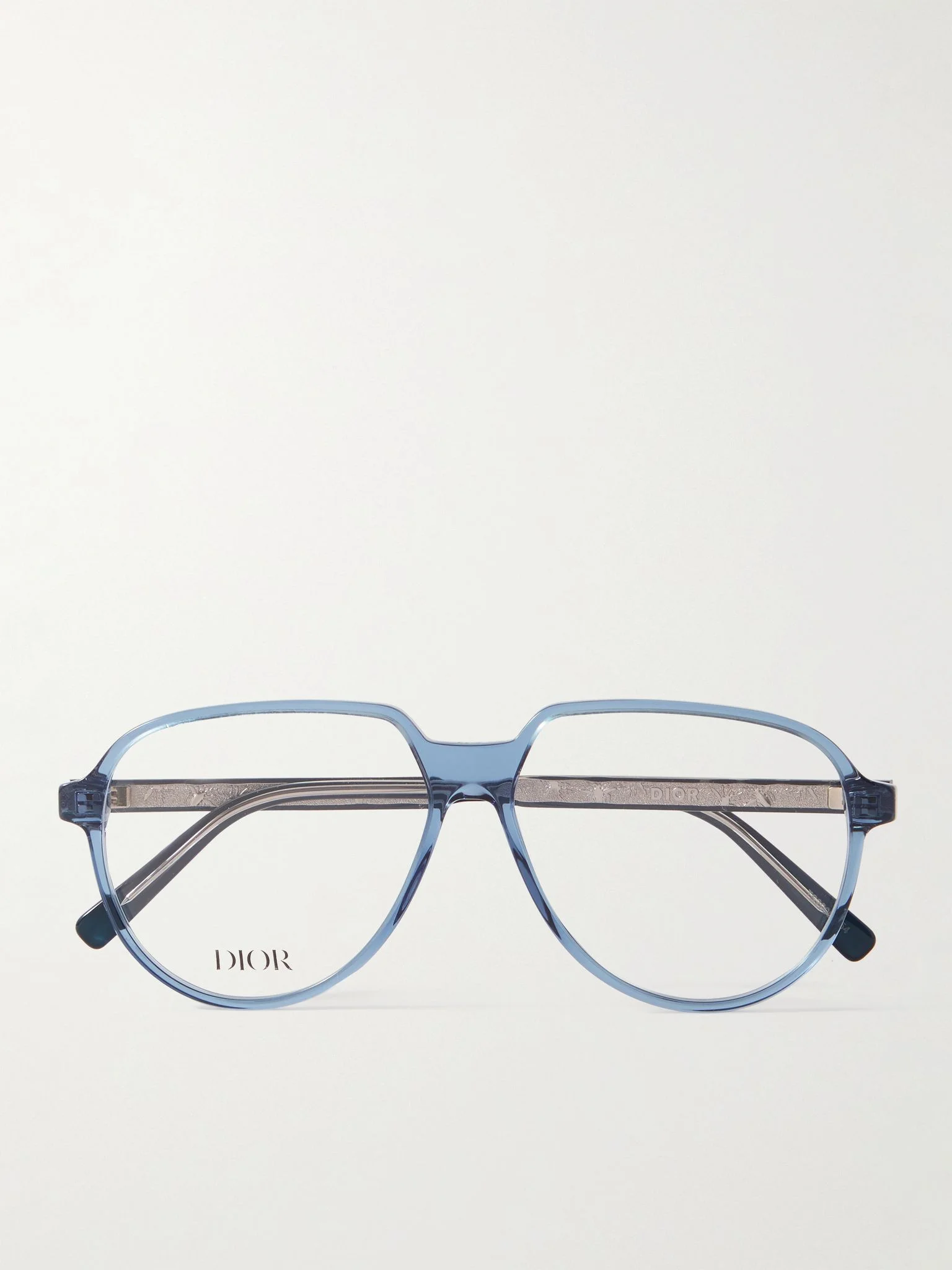 InDior O A1I Aviator-Style Acetate and Silver-Tone Optical Glasses Blue - 1