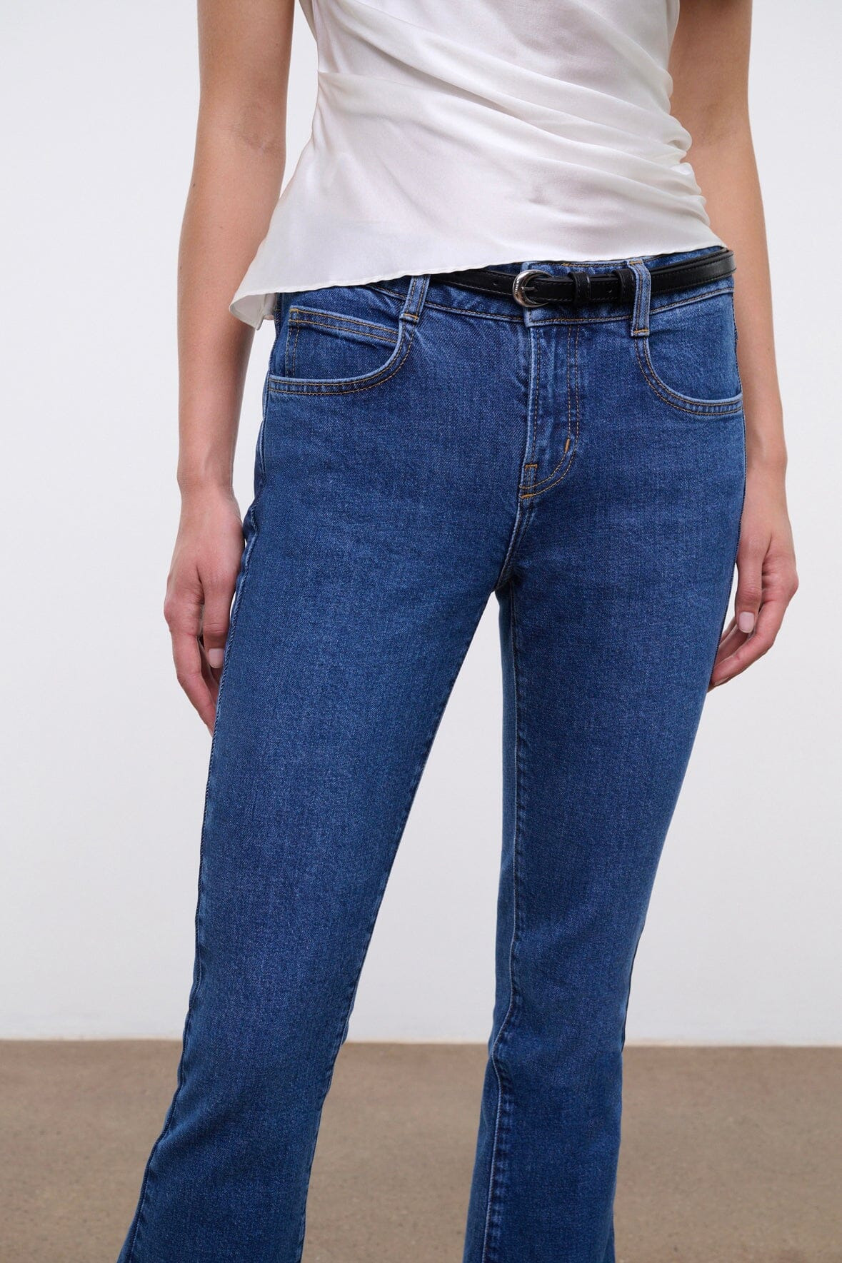 STAUD KYLE STRETCH FLARE JEAN STONE BLUE - 5