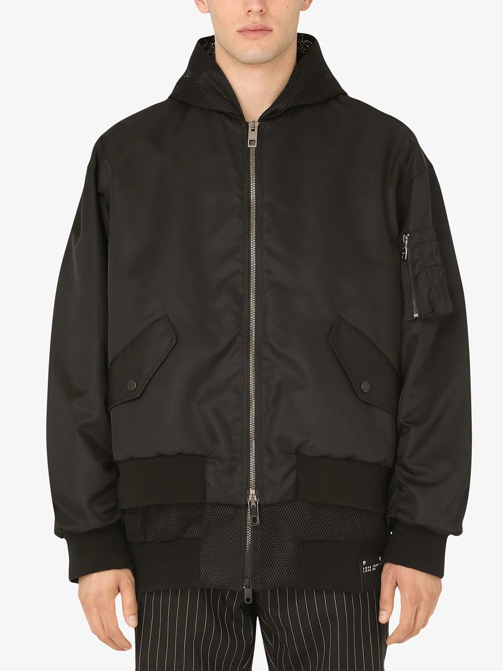 mesh hood bomber jacket - 3