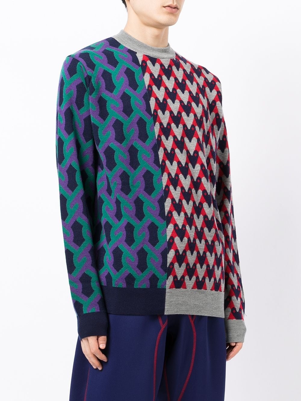 geometric-print wool jumper - 3