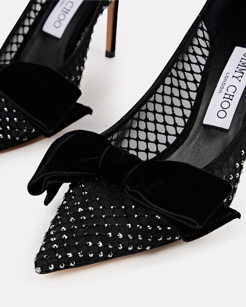 Love Crystal-Embellished Mesh Pumps - 4