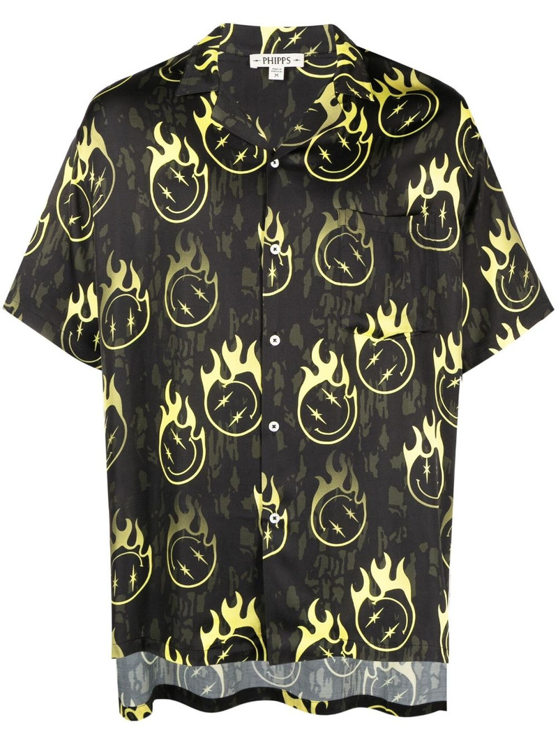oversized smiley-print bowling shirt 1
