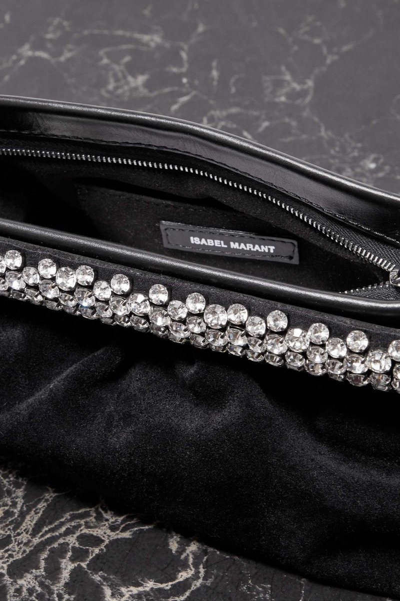 Luzes crystal-embellished leather and suede shoulder bag 5