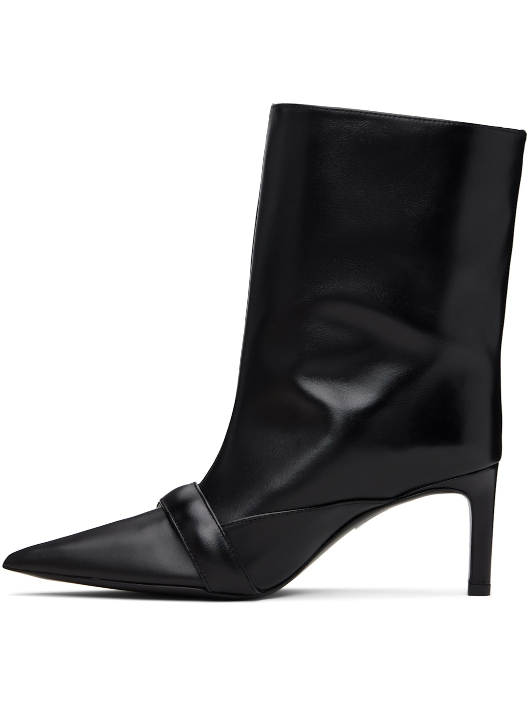 Black Ankle Heeled Belt Boots - 3