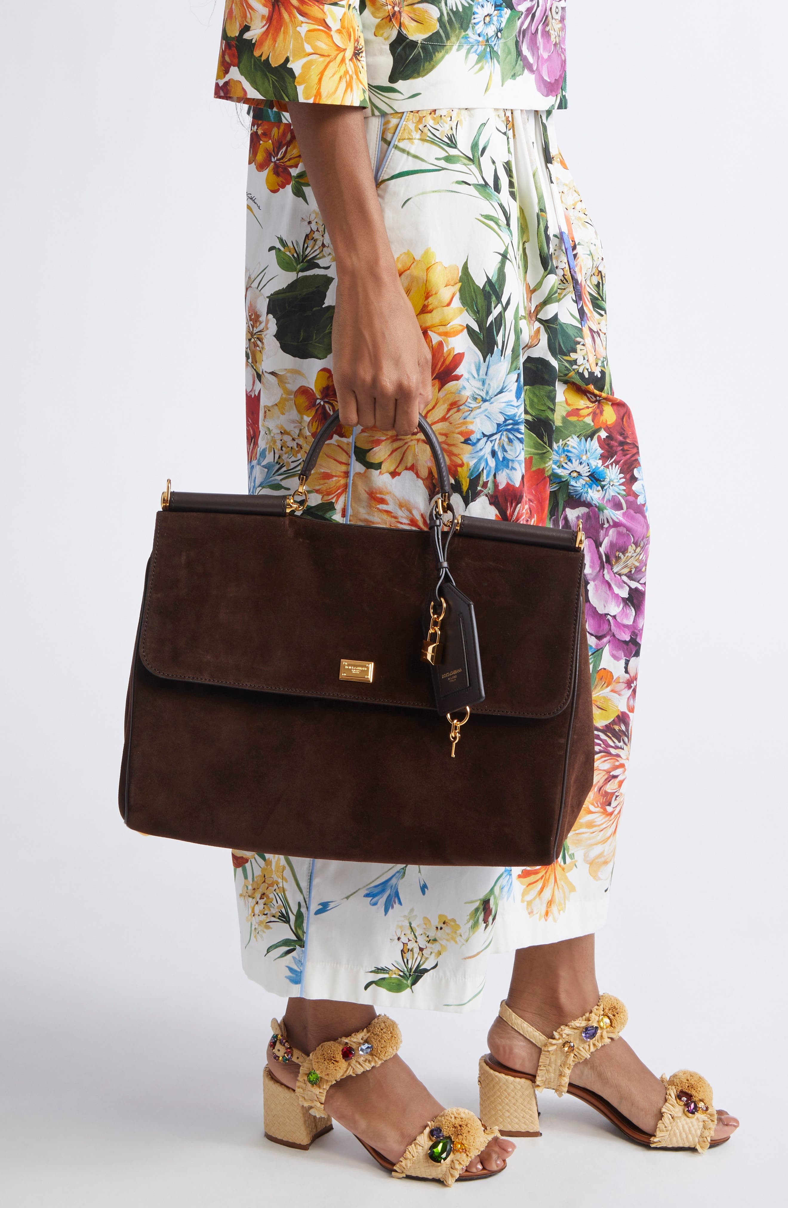 Dolce&Gabbana My Sicily East/West Suede Handbag in 8M157 Ebano/Moro at Nordstrom - 3