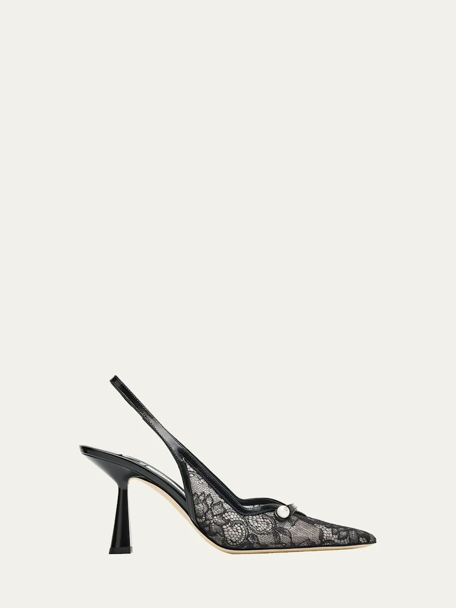 Amita 85 Lace Slingback Pumps - 1