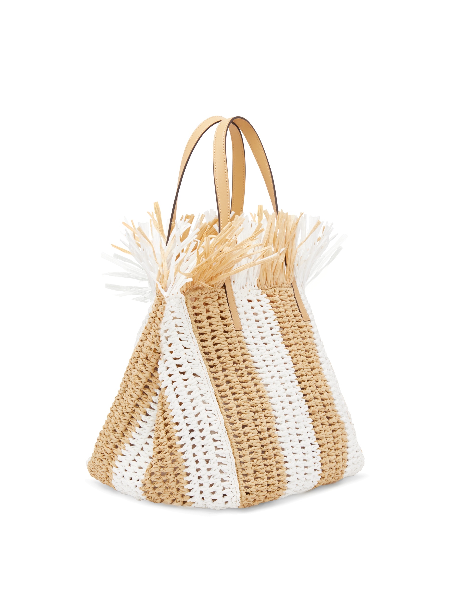 MEDIUM STRIPED RAFFIA CROCHET SQUARE TOTE - 3