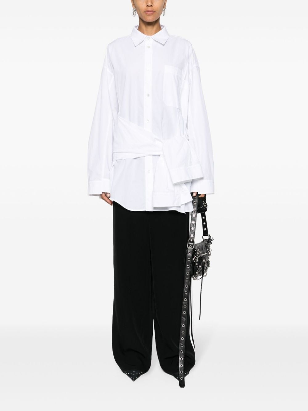 knotted-sleeve cotton shirt - 2