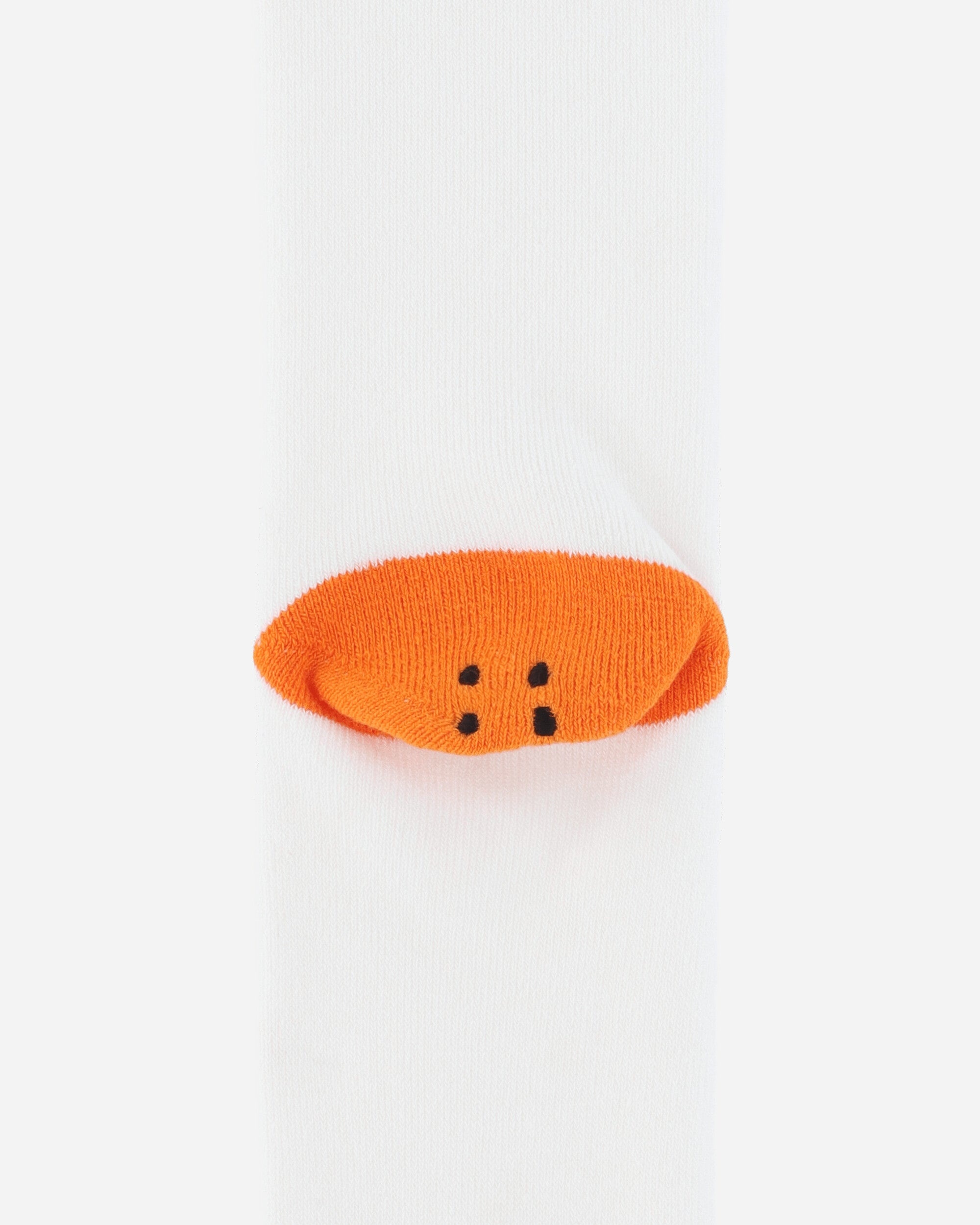 144 Yarns Happy Heel Embroidered Skaters Knee-High Socks White / Orange - 4