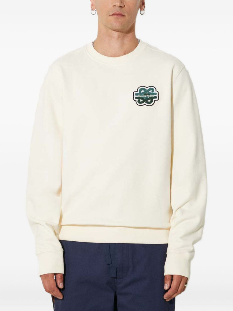 embroidered-patch crew-neck sweatshirt 1