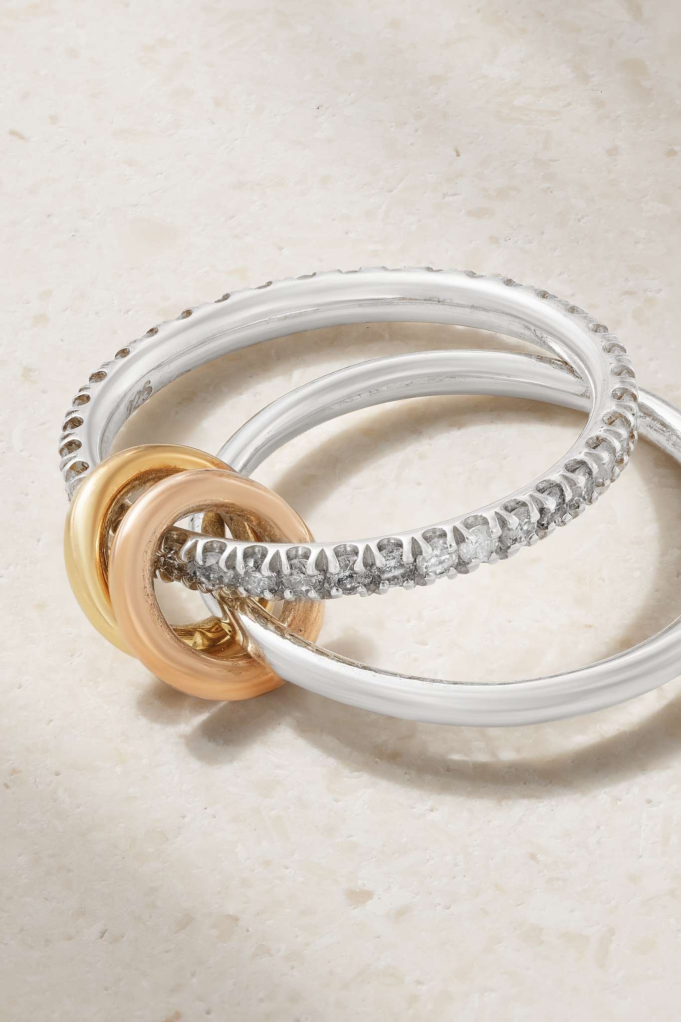 Marigold set of two sterling silver and 18-karat yellow and rose gold diamond rings - 4