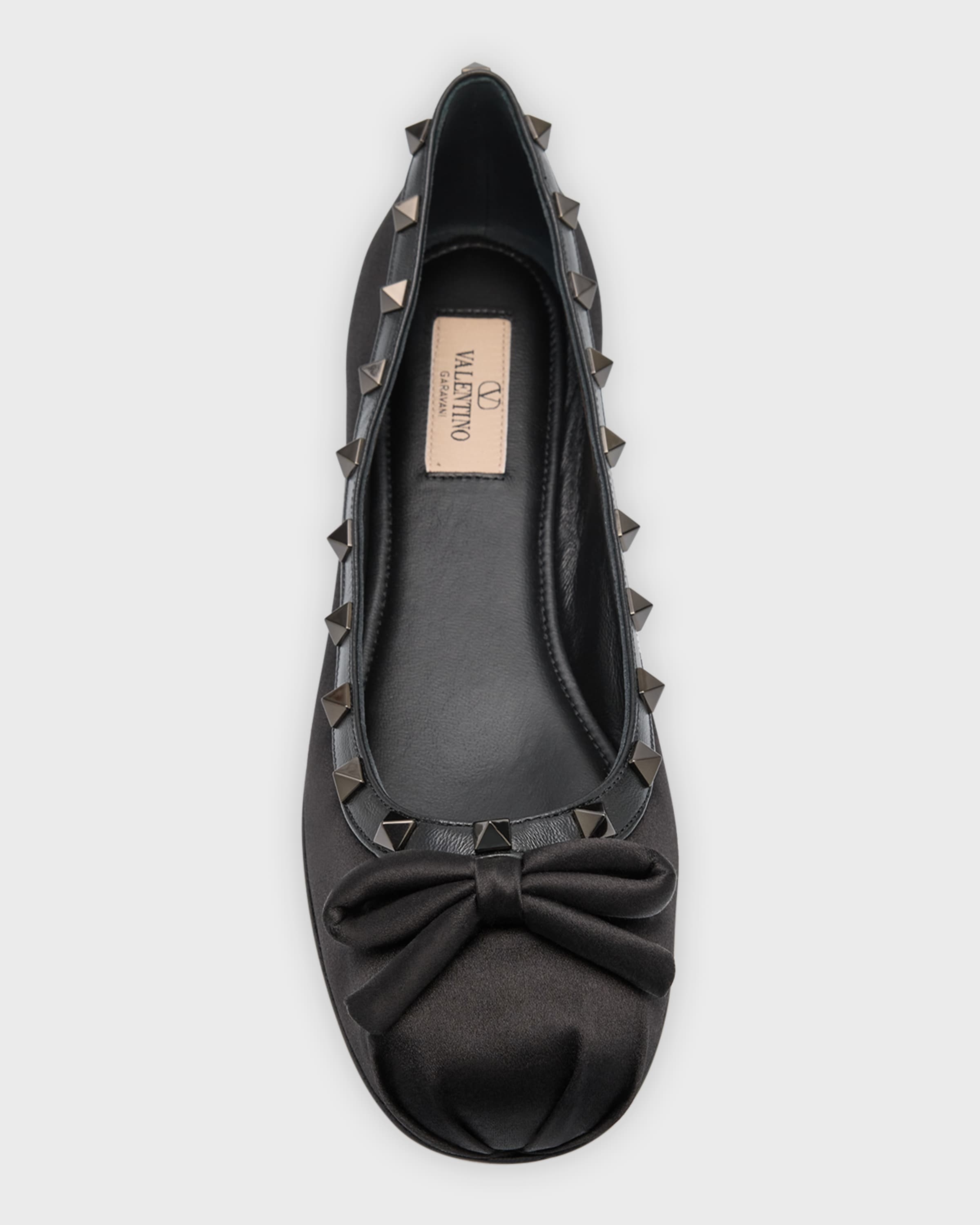 Rockstud Satin Bow Ballerina Flats - 5