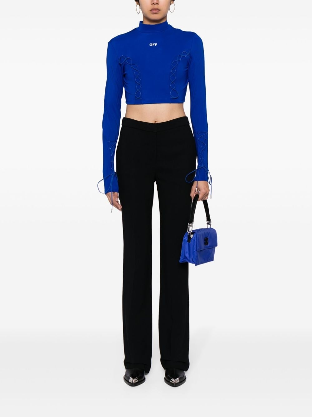 lace-up crop top - 2