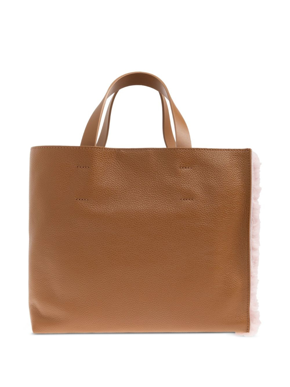 fur-trimmed tote bag - 3