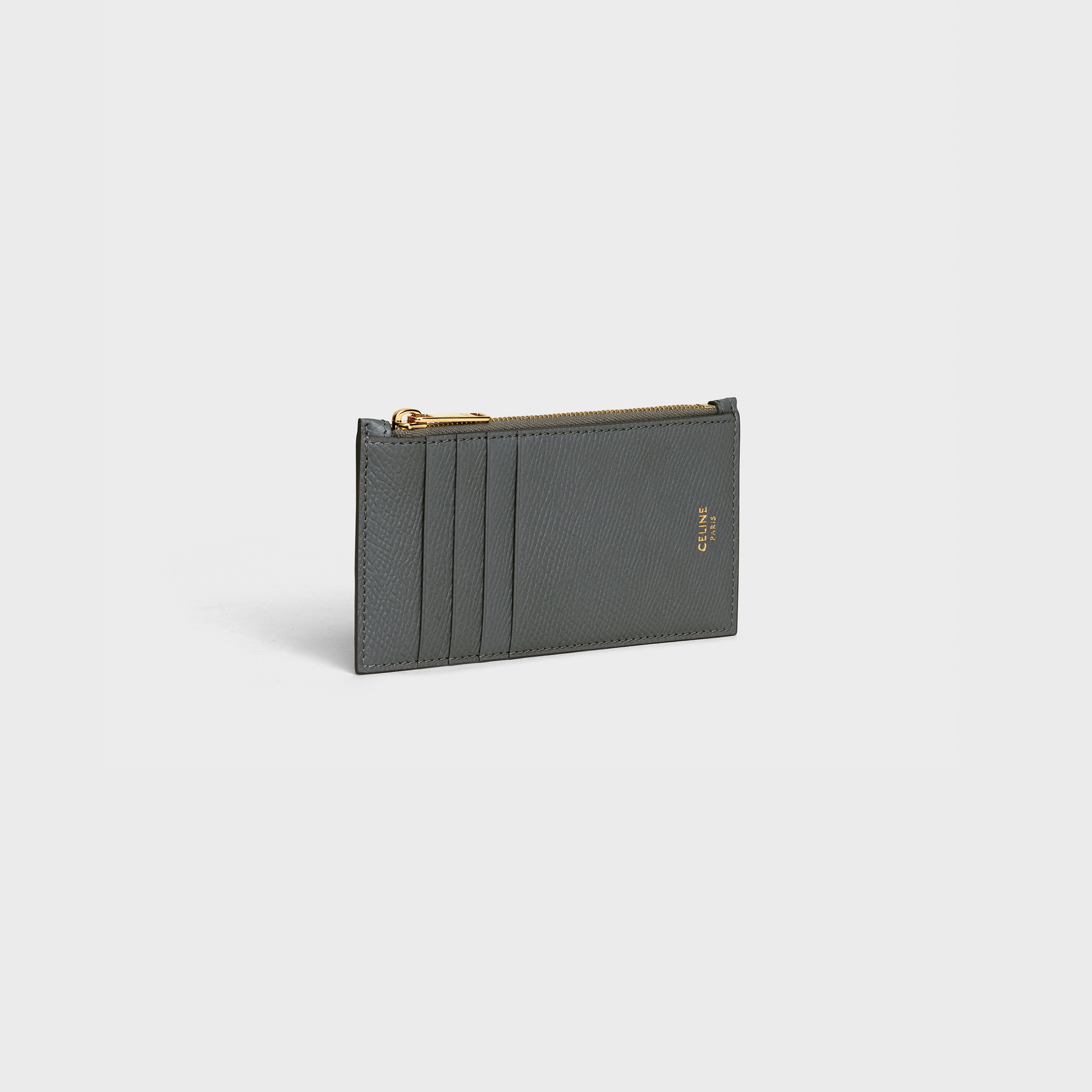 Zipped compact card holder in Grained calfskin - 2