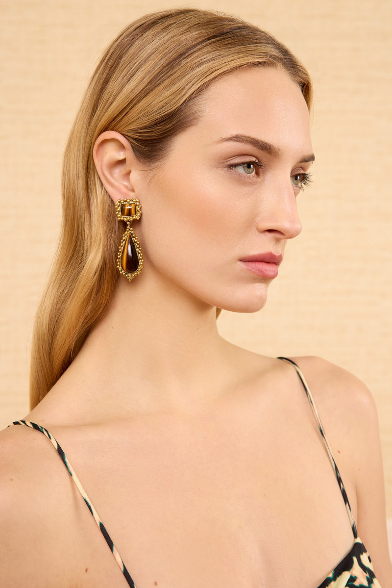 ULLA JOHNSON Tigers Eye Framed Drop Earring outlook