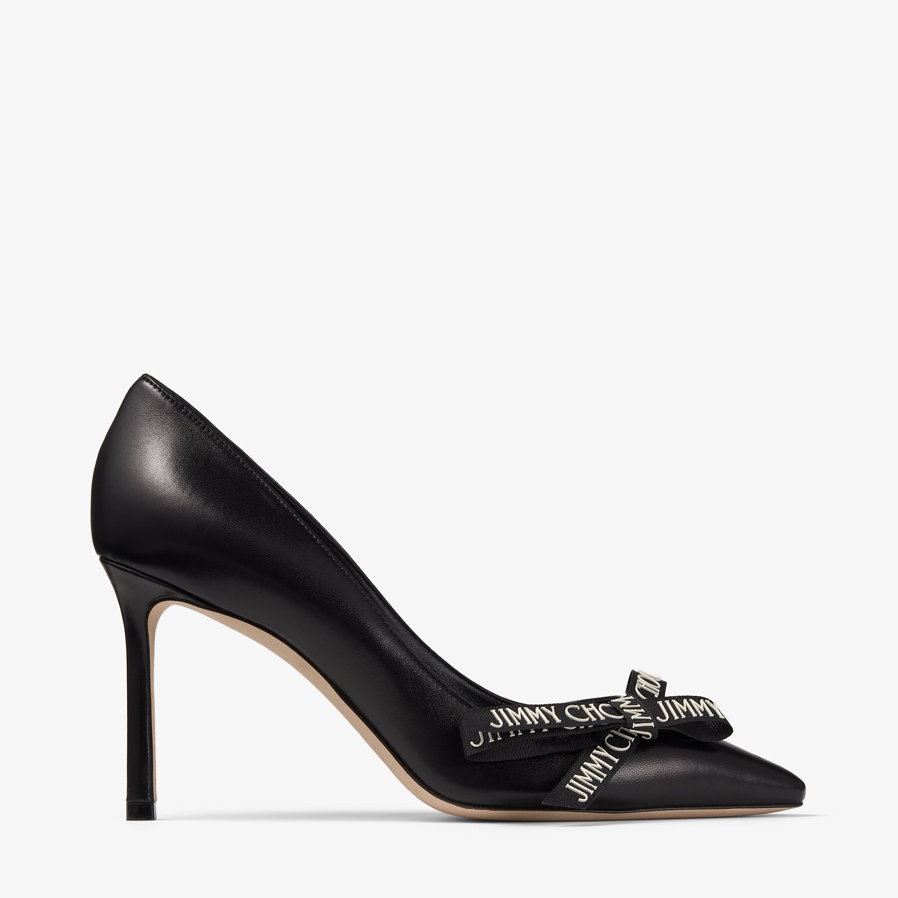 Romy 85
Black Nappa Leather Pumps with Jimmy Choo Bow - 1