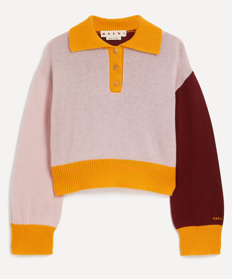 Colour-Block Cashmere Polo Sweater 1