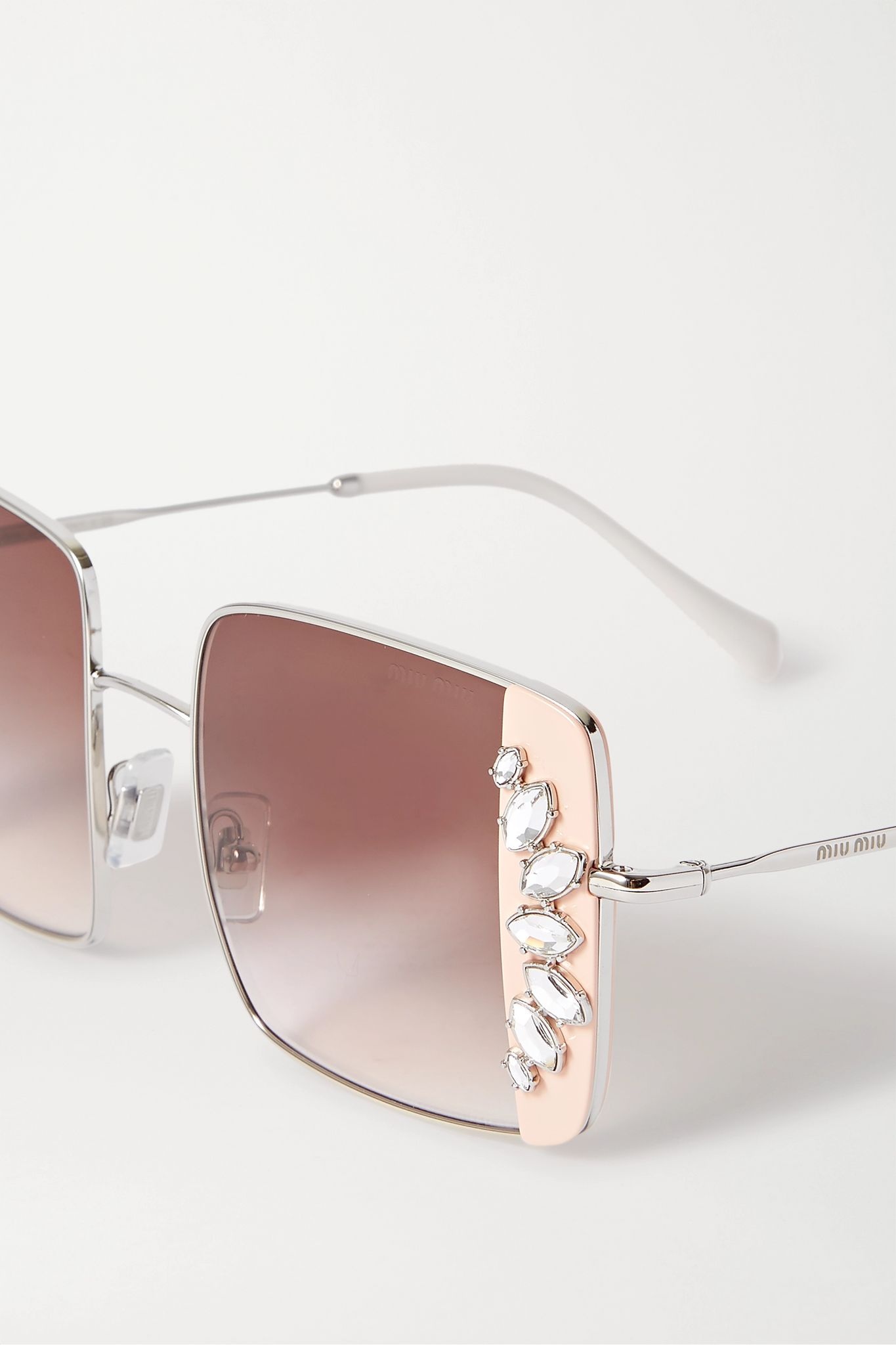 Oversized crystal-embellished square-frame acetate and silver-tone sunglasses - 4