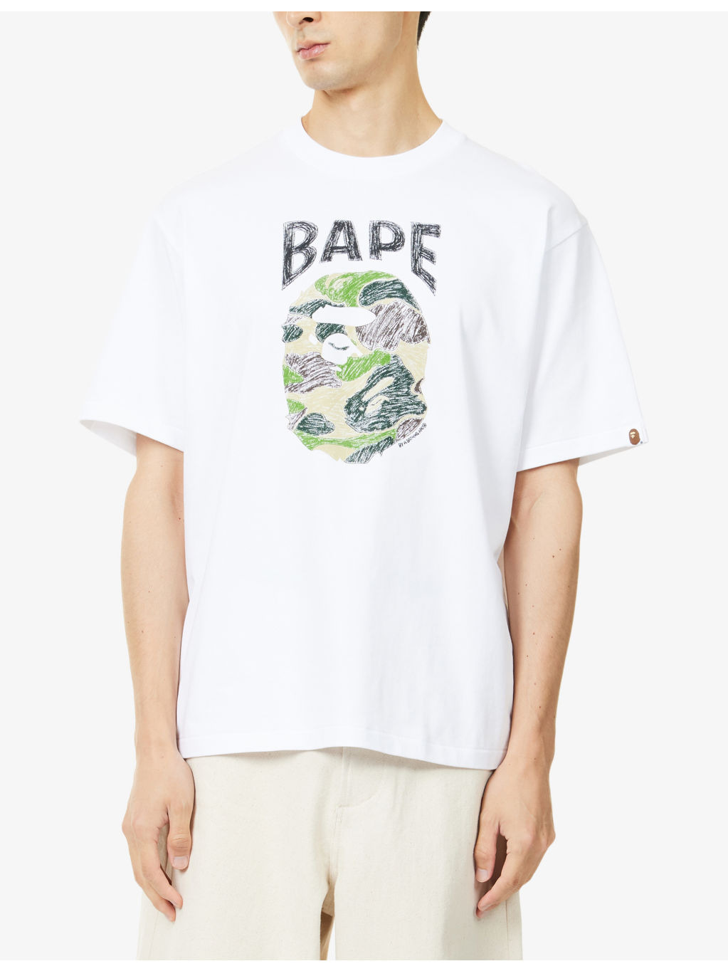 Camo Handdrawn Ape Graphic-Print Cotton T-Shirt - 3