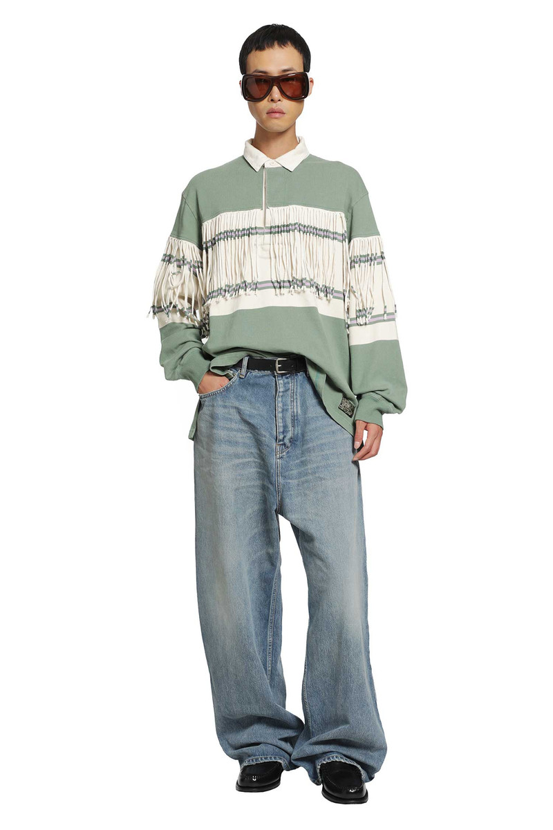 Panel Stripe Jersey Fringed Rugby Polo 5