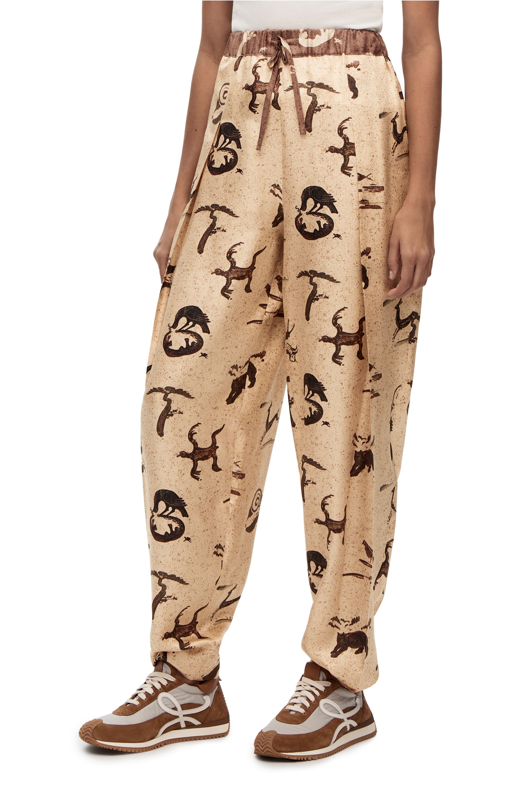 Animal print balloon trousers in silk - 3