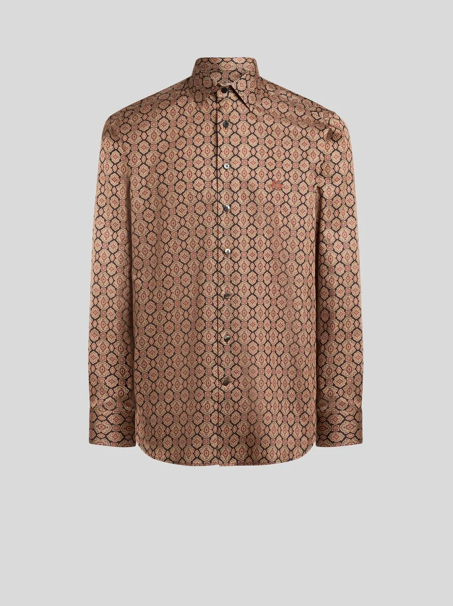 COTTON SATIN SHIRT WITH MEDALLION MOTIF - 1
