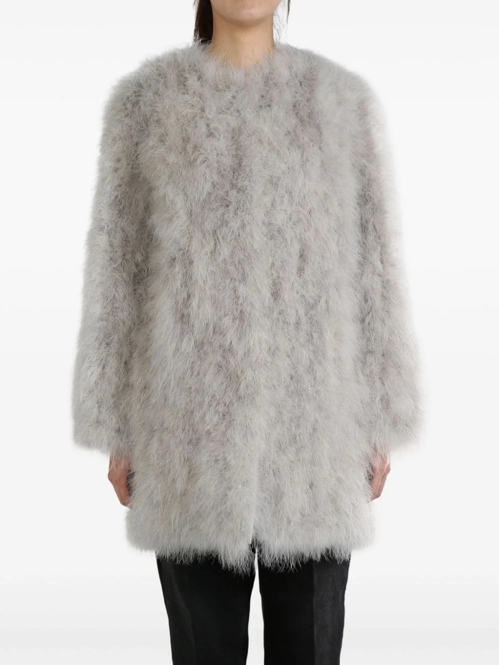 feather-detailing coat - 1