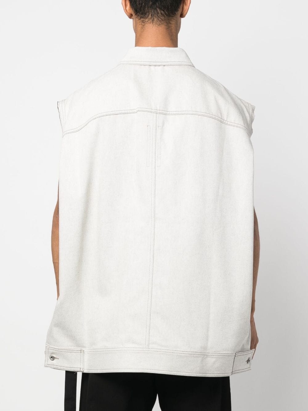 sleeveless cotton denim vest - 4