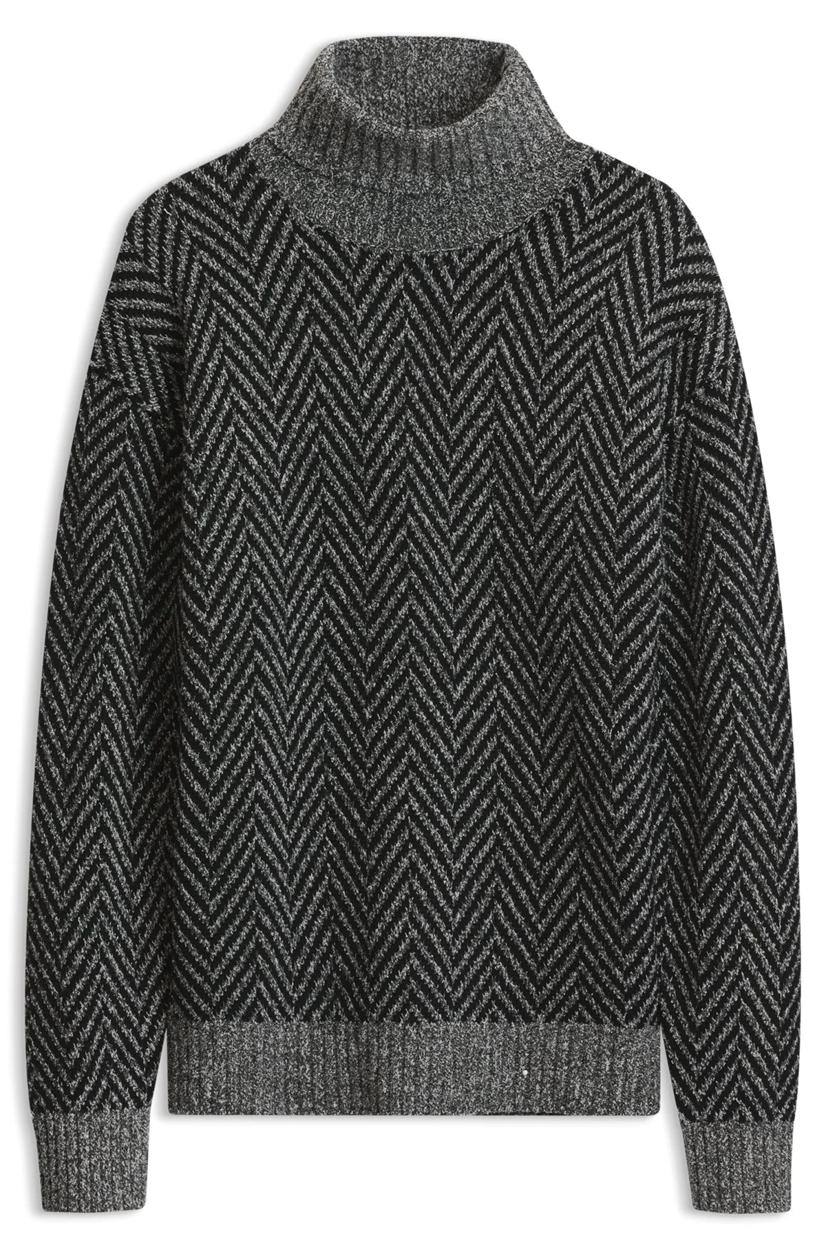 RELAXED-FIT TURTLENECK SWEATER WITH HERRINGBONE KNIT - 1