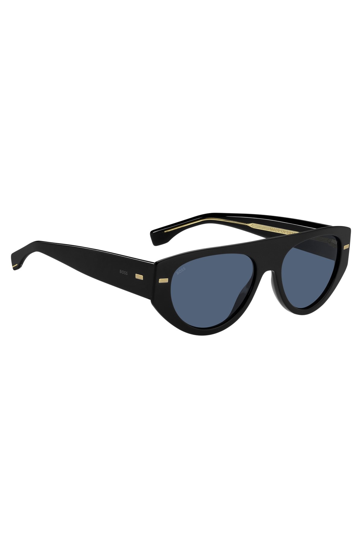 BIO-ACETATE BLACK SUNGLASSES WITH PATTERNED RIVETS - 4