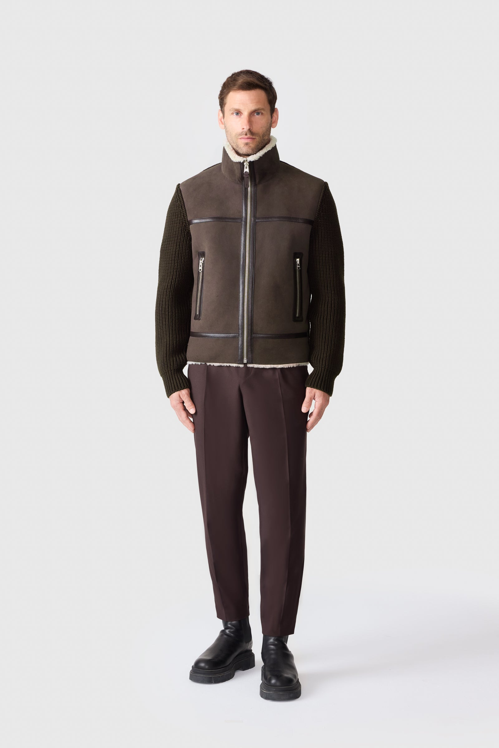 JONATHAN Mixed-media shearling jacket - 2