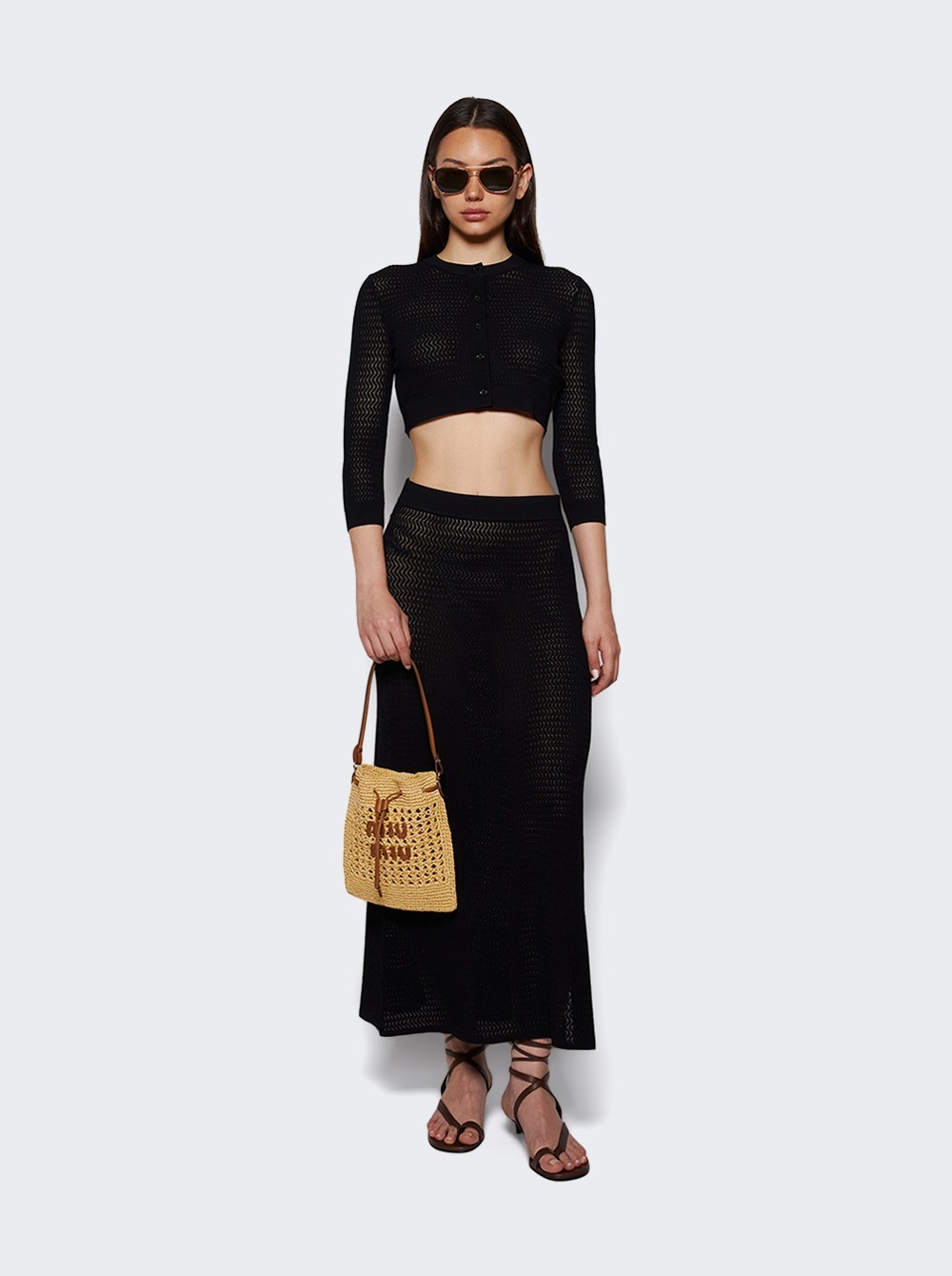 Cropped Sleeve Cardigan Black - 5