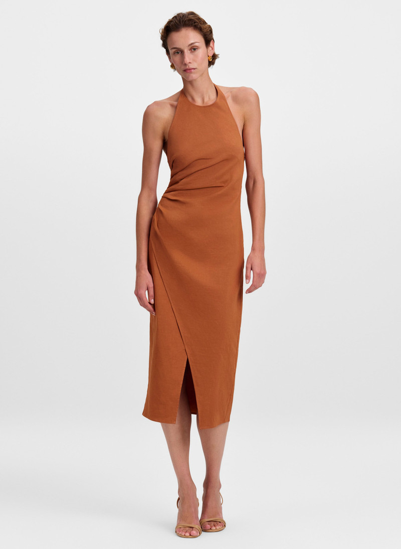 Sylvie Linen Midi Halter Dress - 1