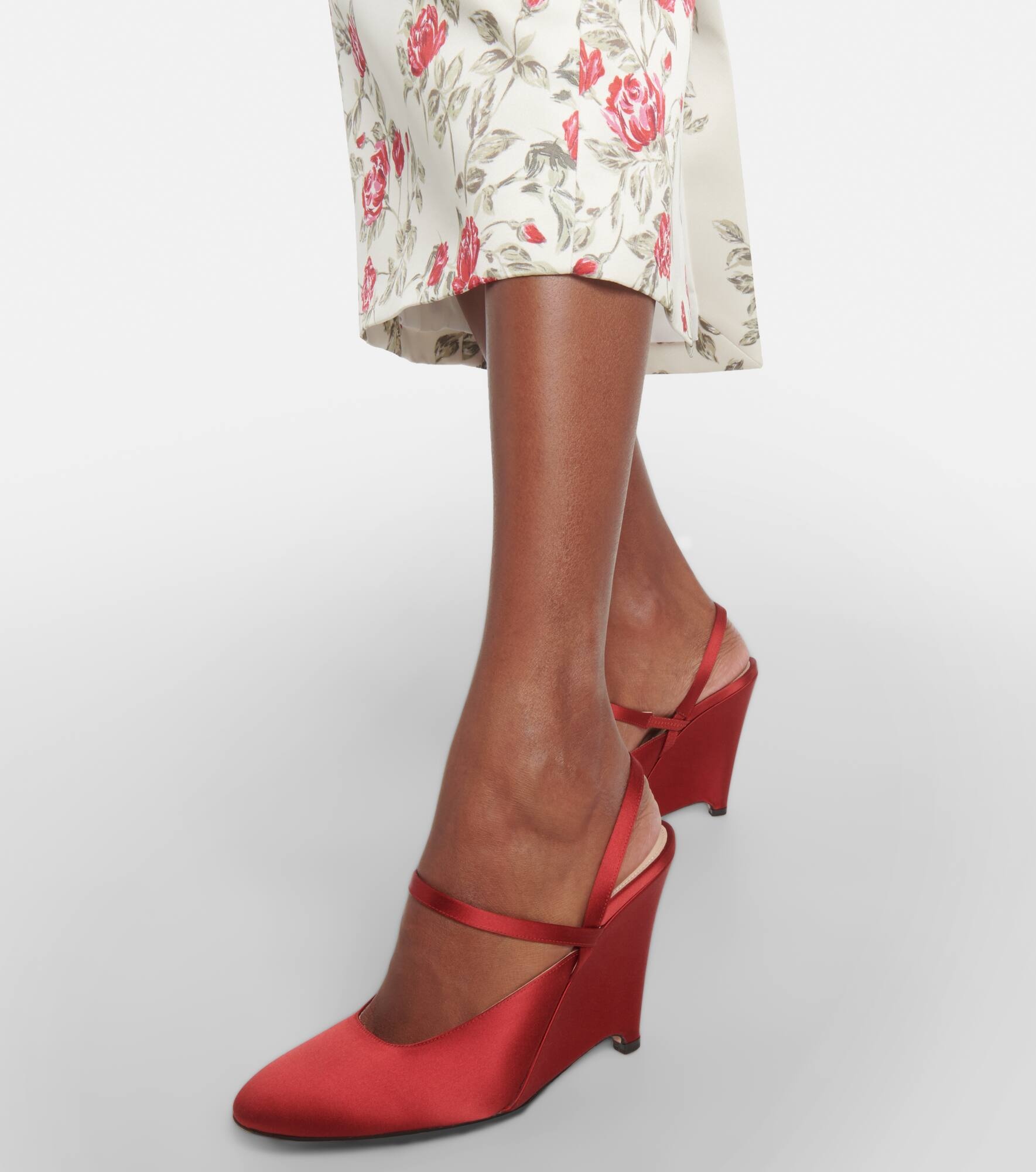 Aster satin wedge pumps - 4