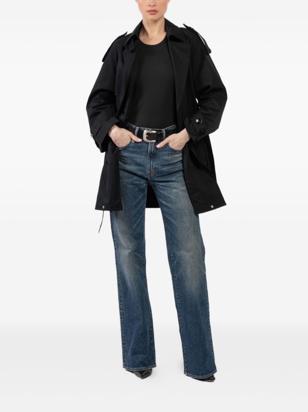 belted double-breasted trench coat - 2