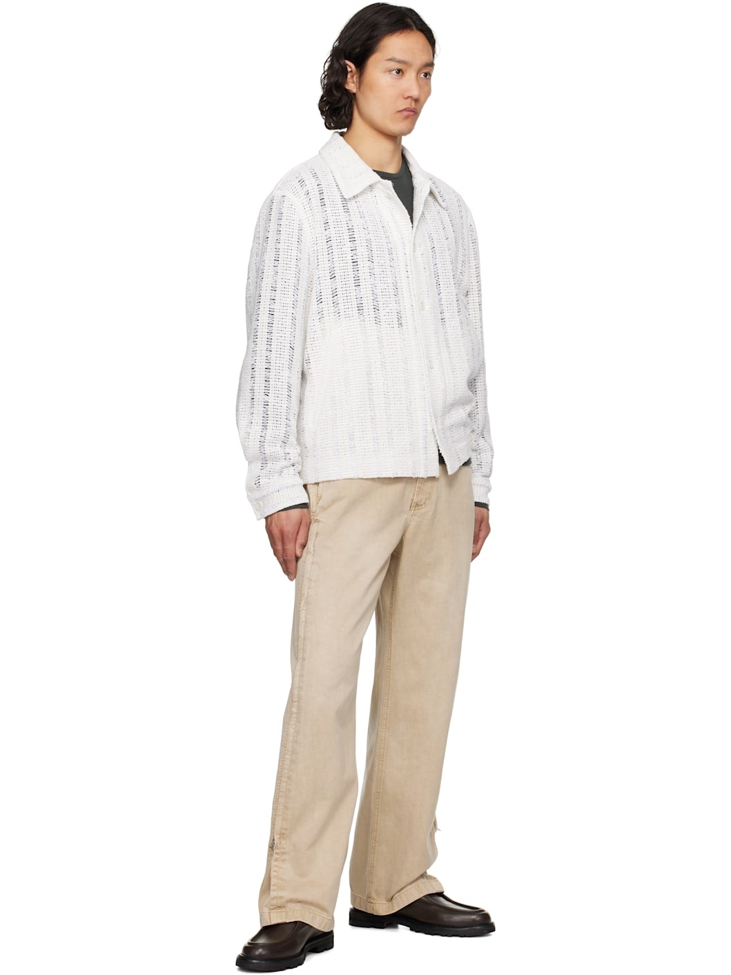 White Crochet Button Jacket - 4