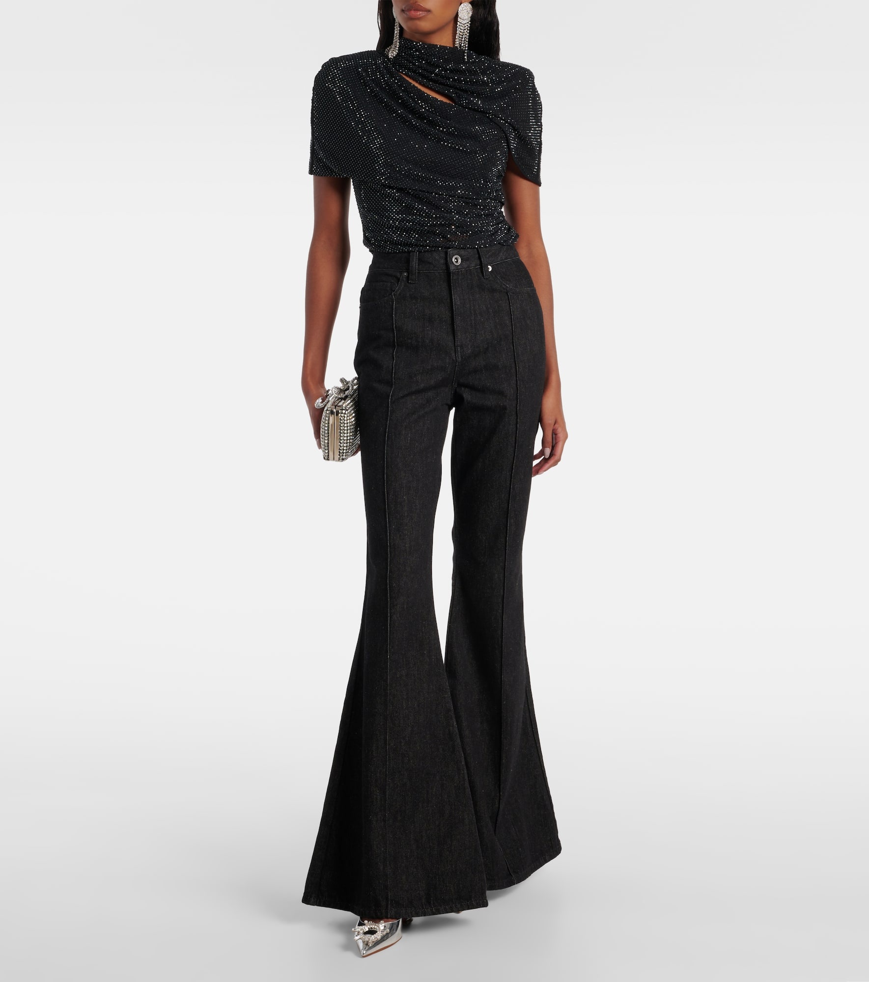 Draped embellished mesh top - 2