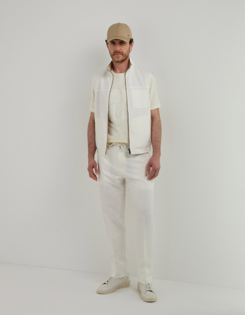 Canali MILK-COLORED LINEN SILK FABRIC DRAWSTRING PANTS outlook