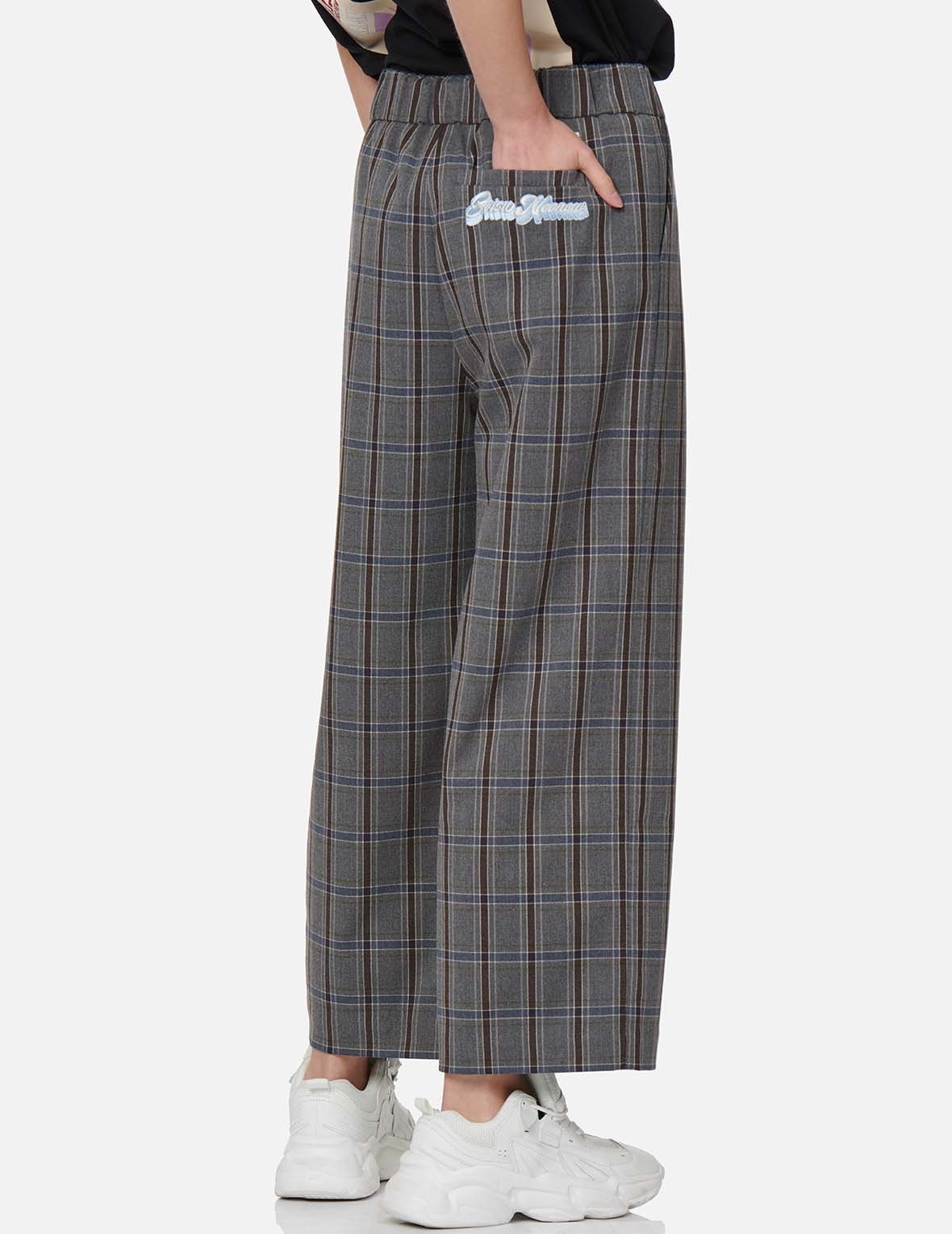CHECKED WIDE-LEG PANTS - 3