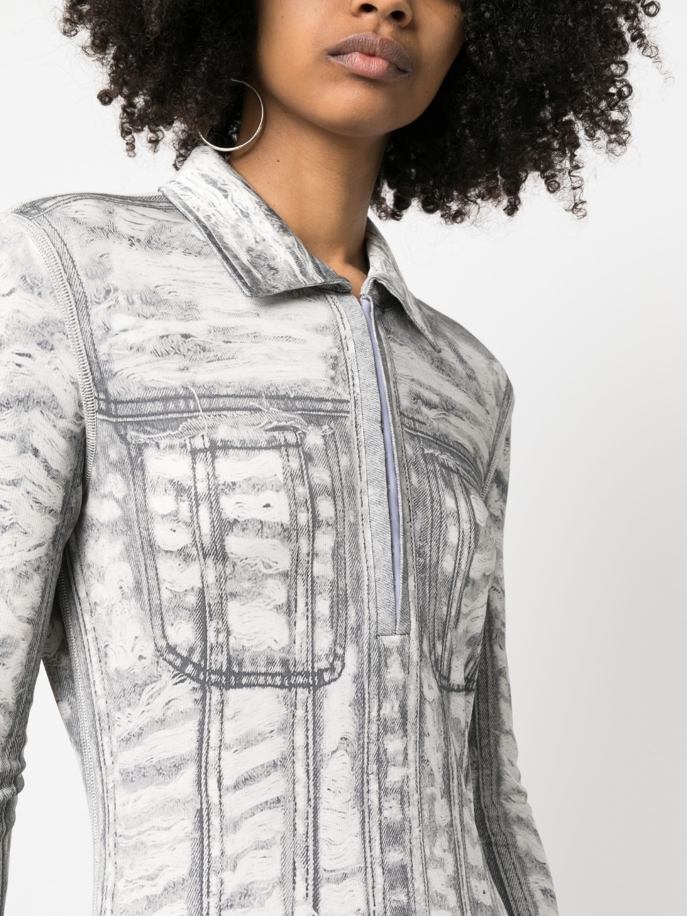 printed long-sleeve dress - 5