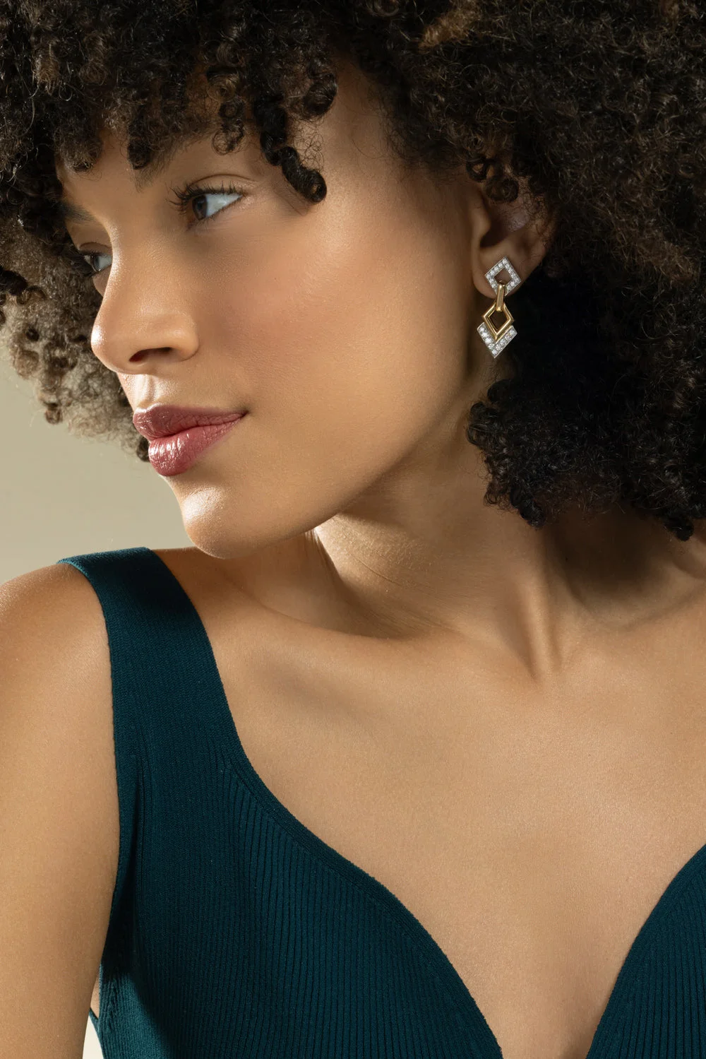 Diamond Double Drop Earrings - 1