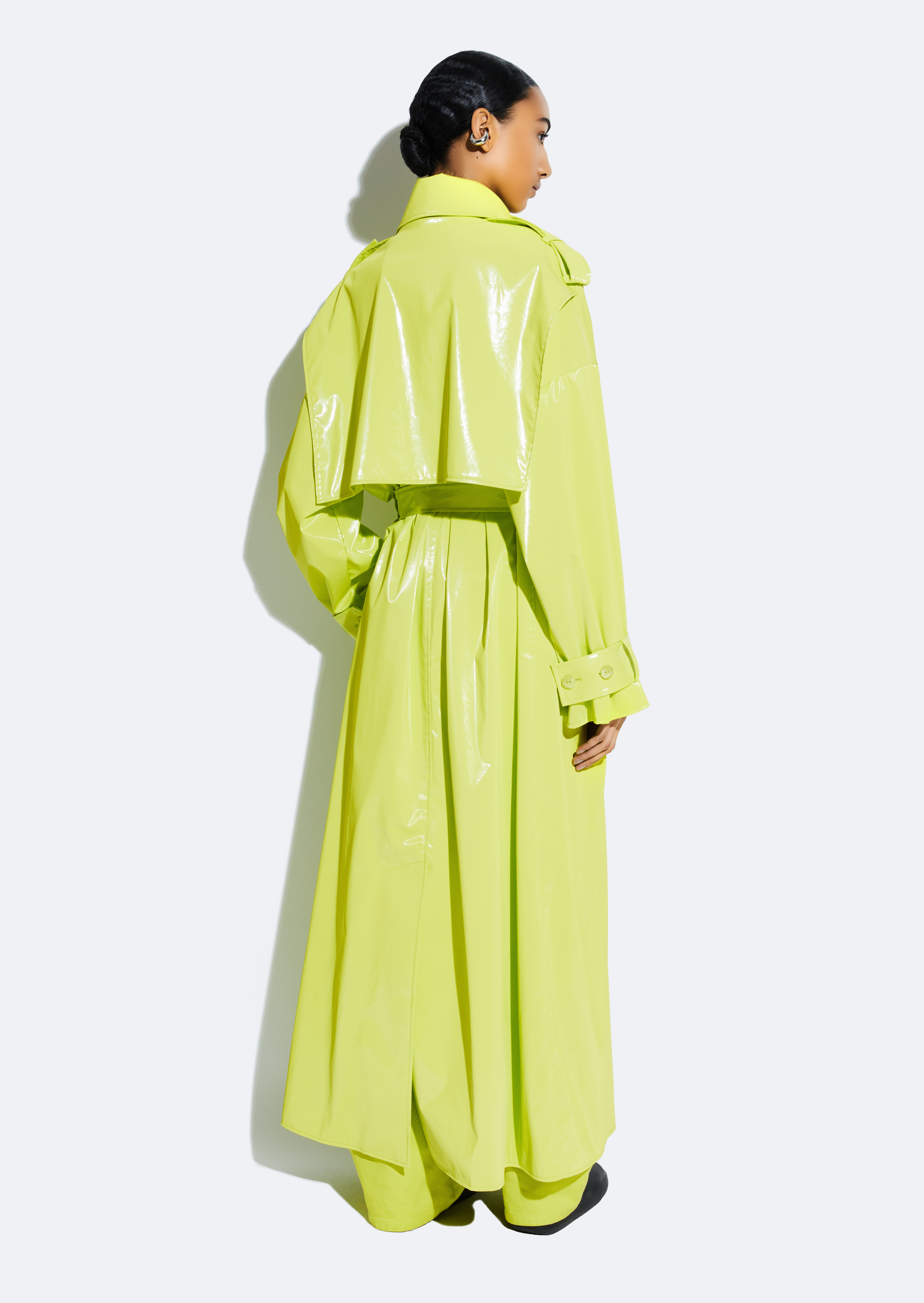 Vinyl Double Breasted Trench - 3