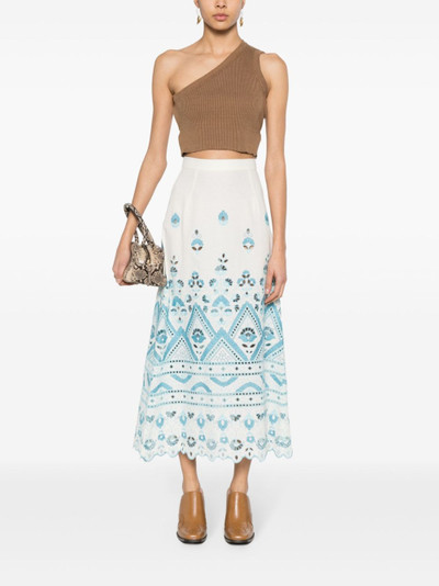 Etro embroidered A-line midi skirt outlook