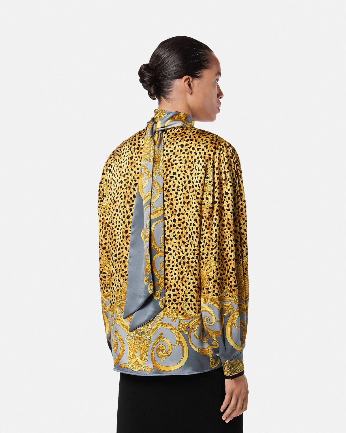 Cheetah Foulard Silk Lavallière Shirt - 5