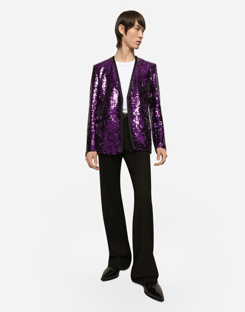 Sequined Sicilia-fit jacket with satin piping 5