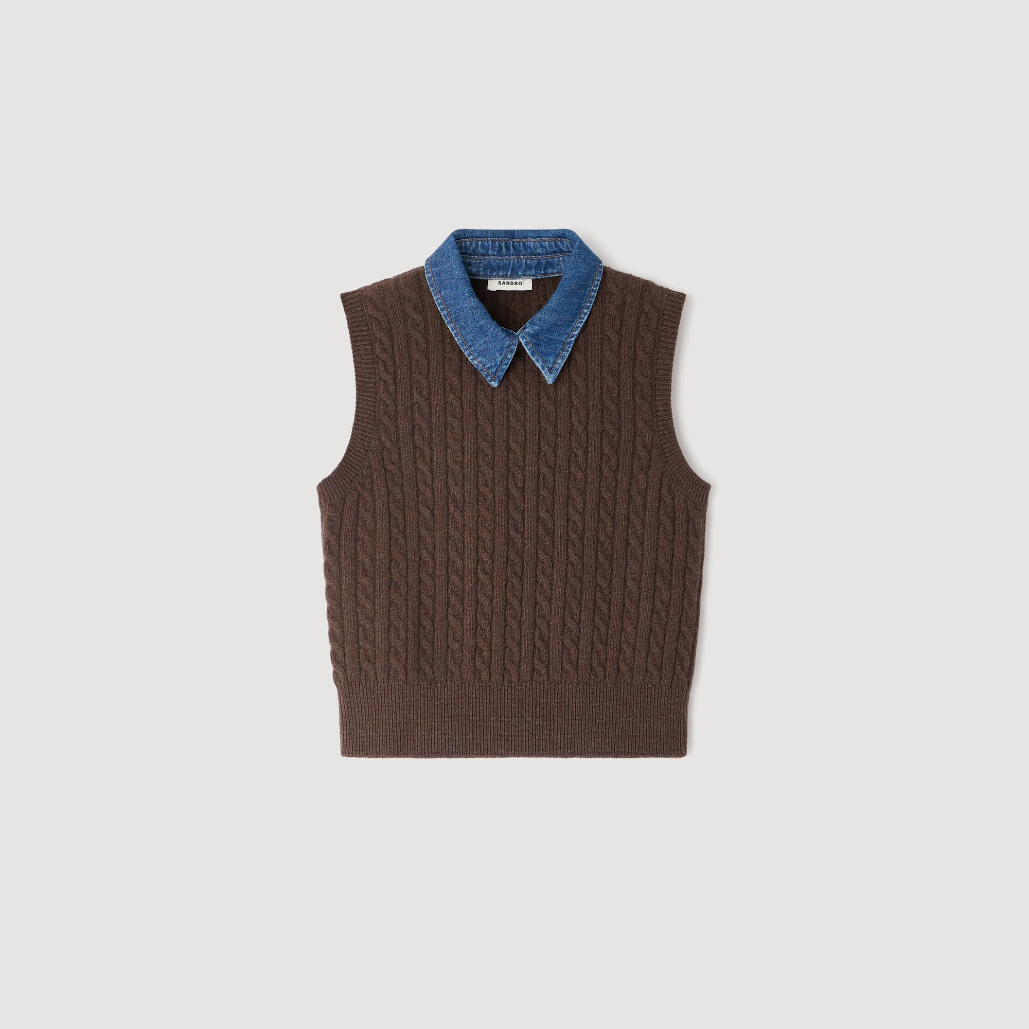 KNIT AND DENIM SWEATER - 7