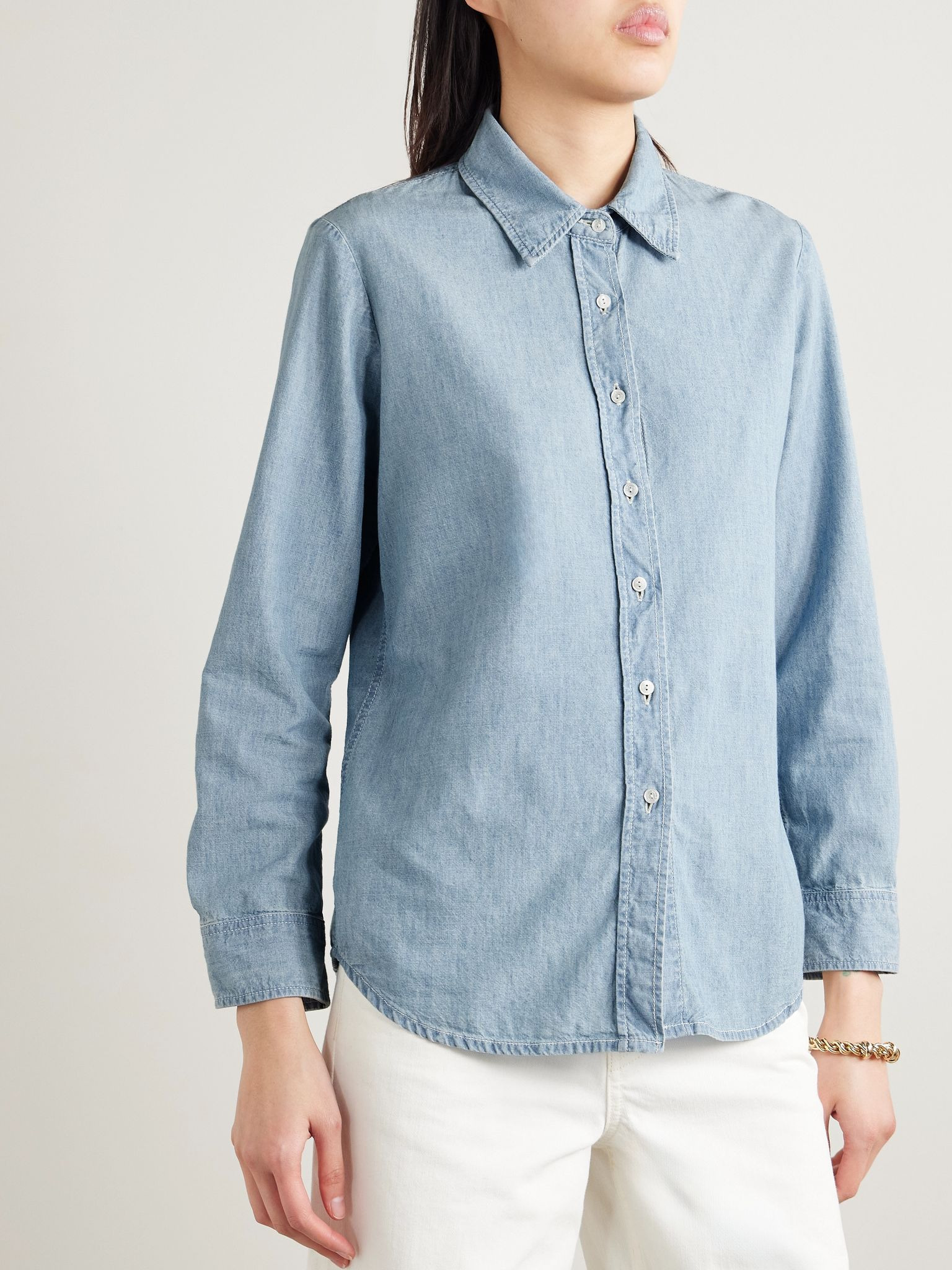 Monti cotton-chambray shirt Blue - 3