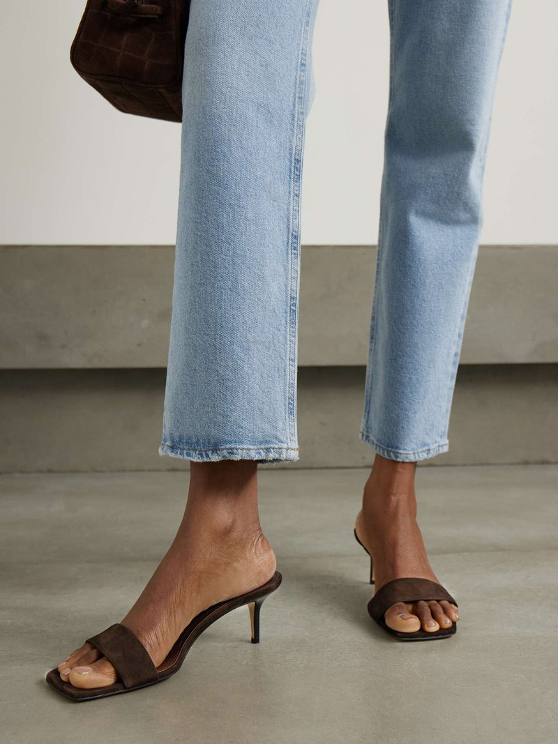 Aeyde Ilvy suede mules Chocolate outlook