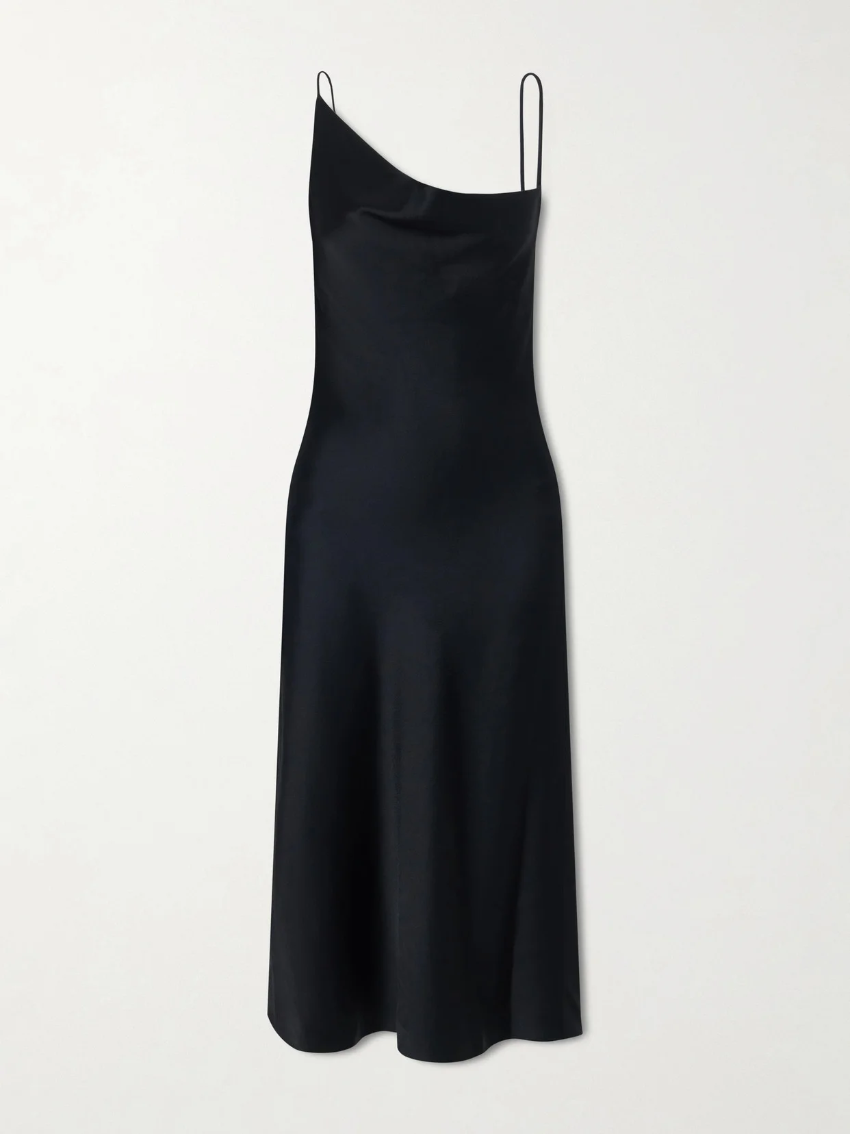 Asymmetric Satin Midi Dress - 1